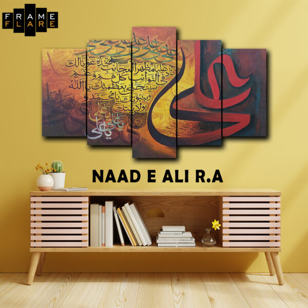 Cabinet for tv interior wall mockup,yellow wall.3d rendering