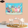 A beautiful kids room whose hangs a tapestry on the wall