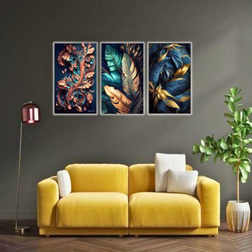 Modern 3D Art Wooden Wall Frame (Pack of 3)